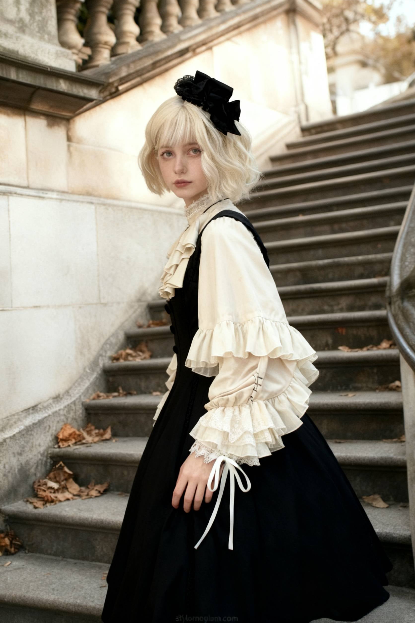 Dark Frill Batwing Sleeve Top