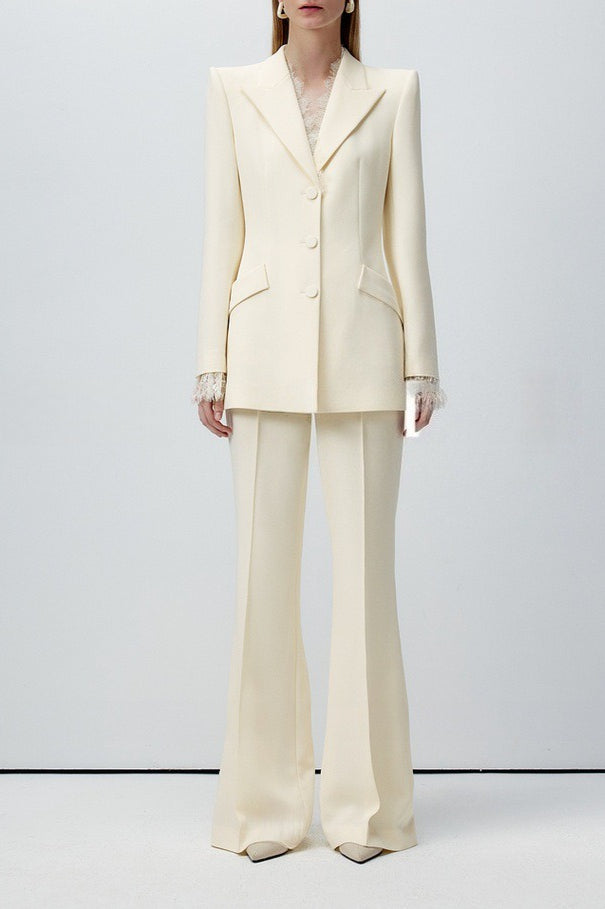 Beige Lace Waist Blazer