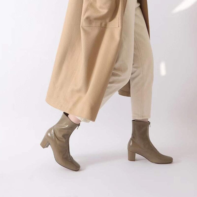 Classic Slimming Boots Elegant Glove-Like Ankle Boots High Heel Front Zipper Boots