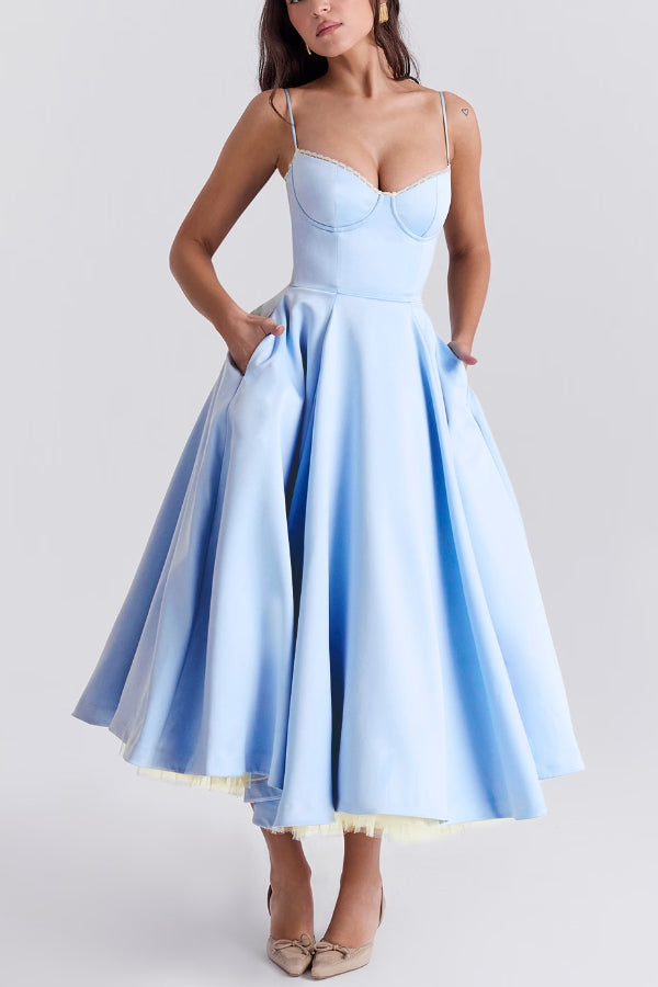 Lorraine Premium Strapless V Neck Sleeveless Tutu Maxi Dress Boutique Edit