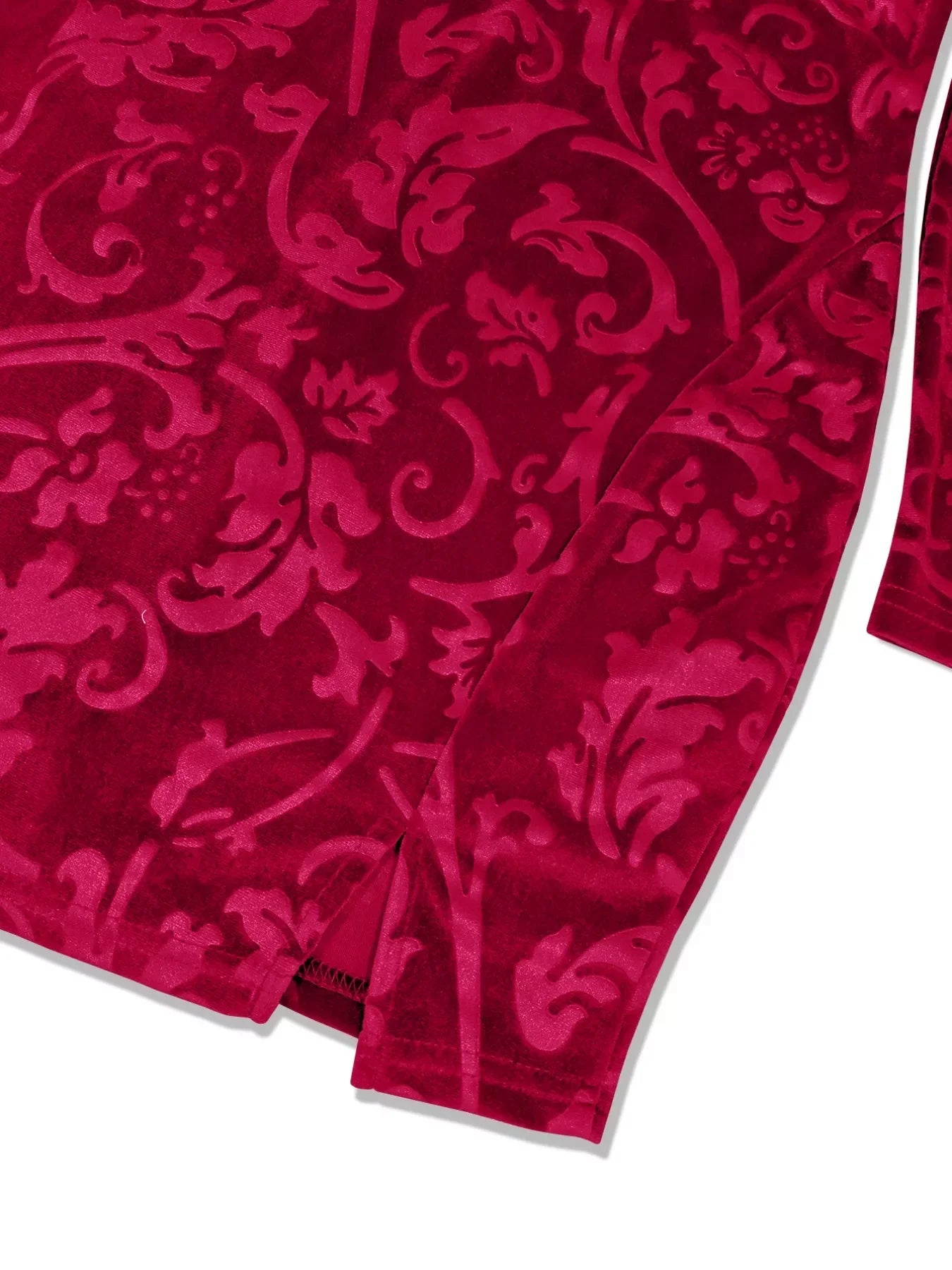 Luxe Red Velvet Floral Fitted Mini Dress