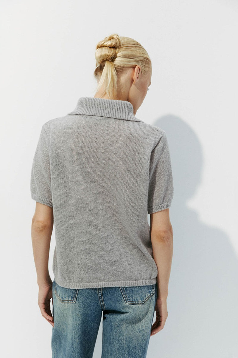 Hollow Out Polo Knit Sweater