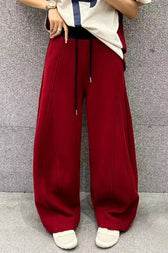Solid Color Casual Fluid Wide Leg Fleece Sweat Pants