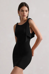 Solid Bodycon Twist Mini Party Dress