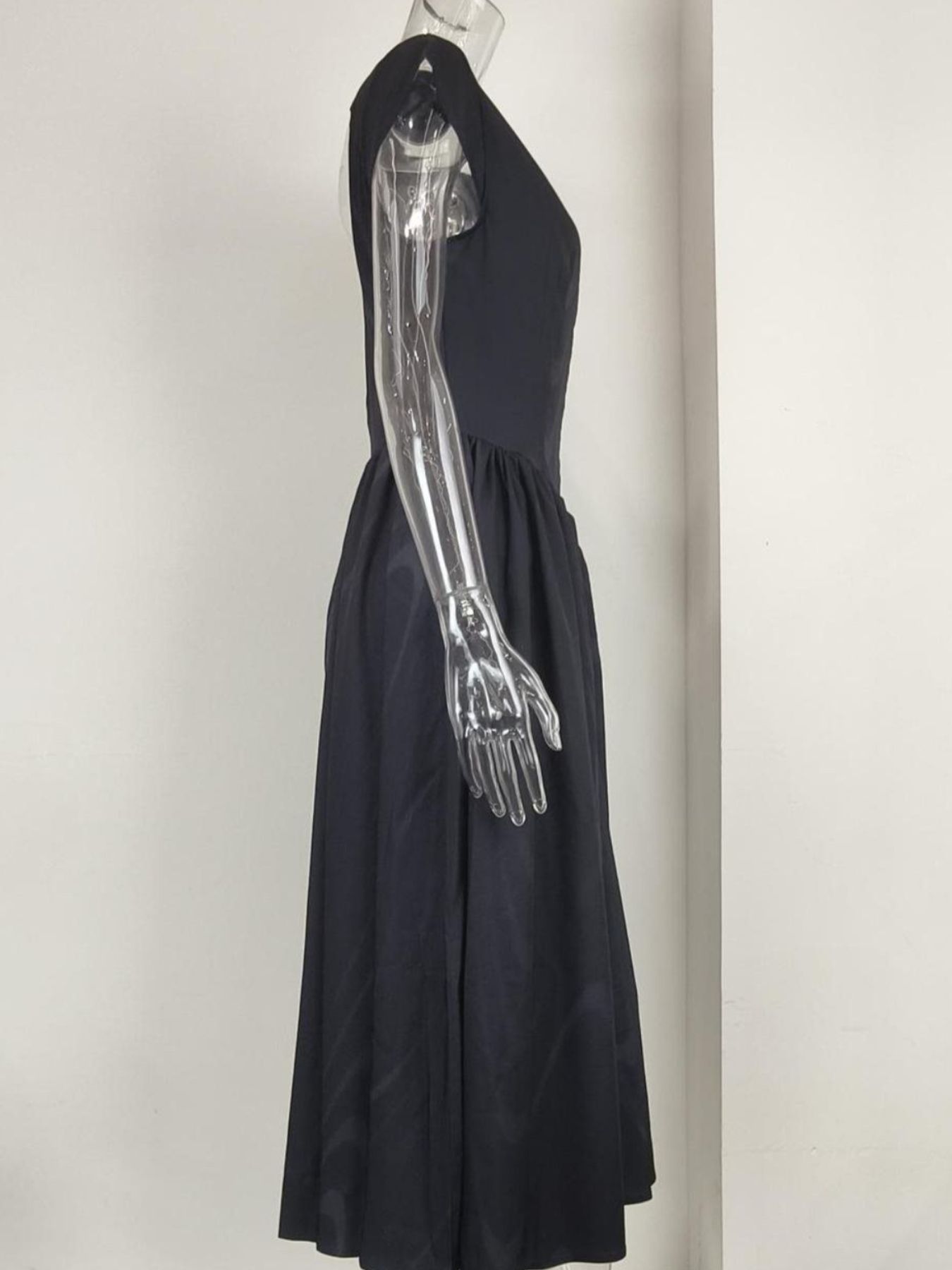 Satin Boat Neck Cap Sleeve Fit and Flare Midi Dress 13