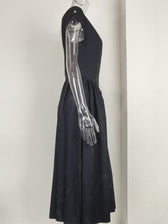 Satin Boat Neck Cap Sleeve Fit and Flare Midi Dress 13