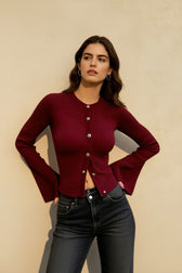 Single Breasted Ribbed Knit Cardigan