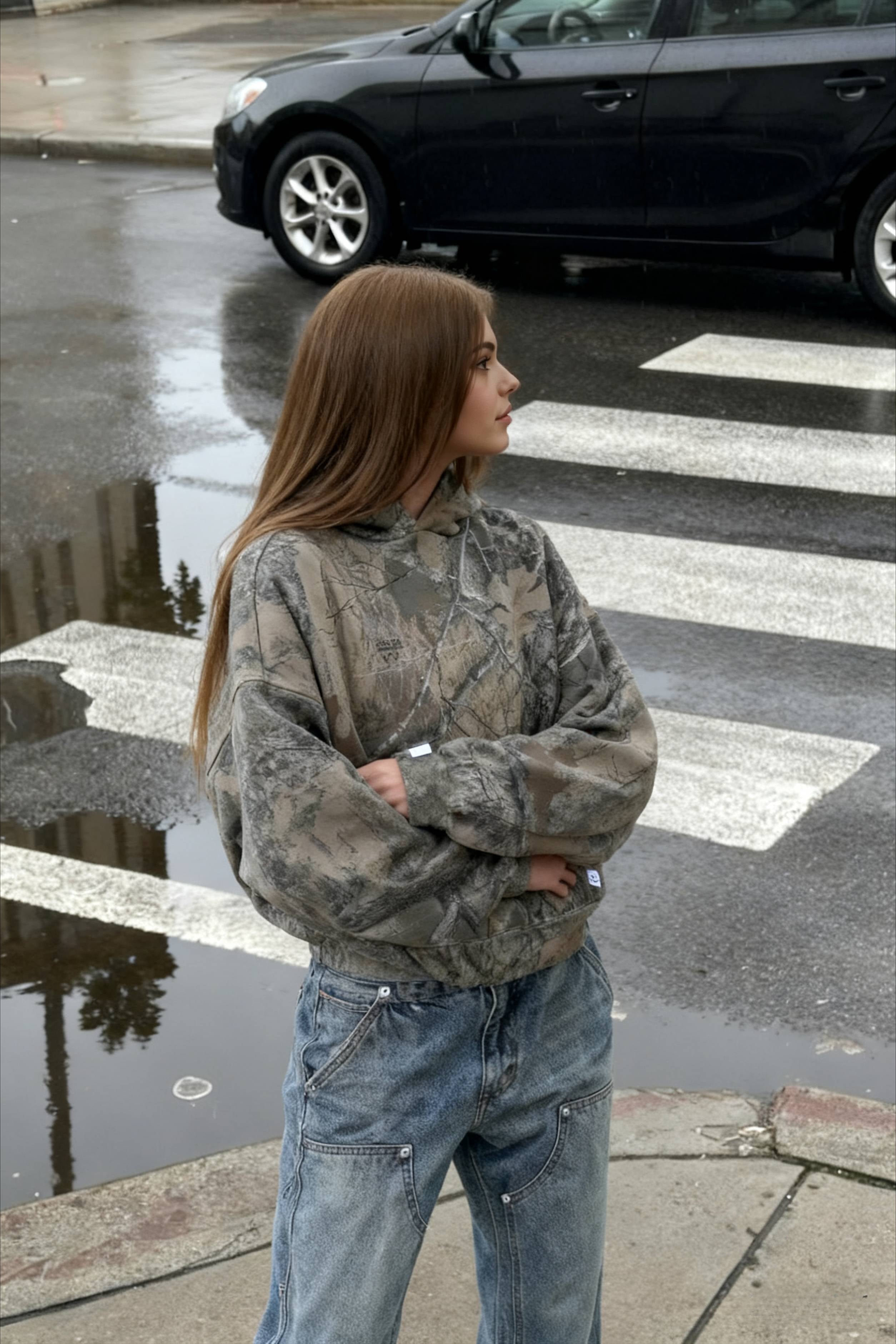 Camo Printed Oversized Hoodie