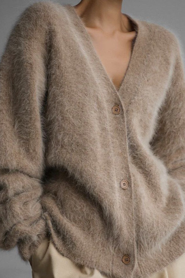 V Neck Mohair Blend Cardigan