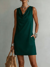 Cowl Neck Sleeveless Pocket Mini Dress 6