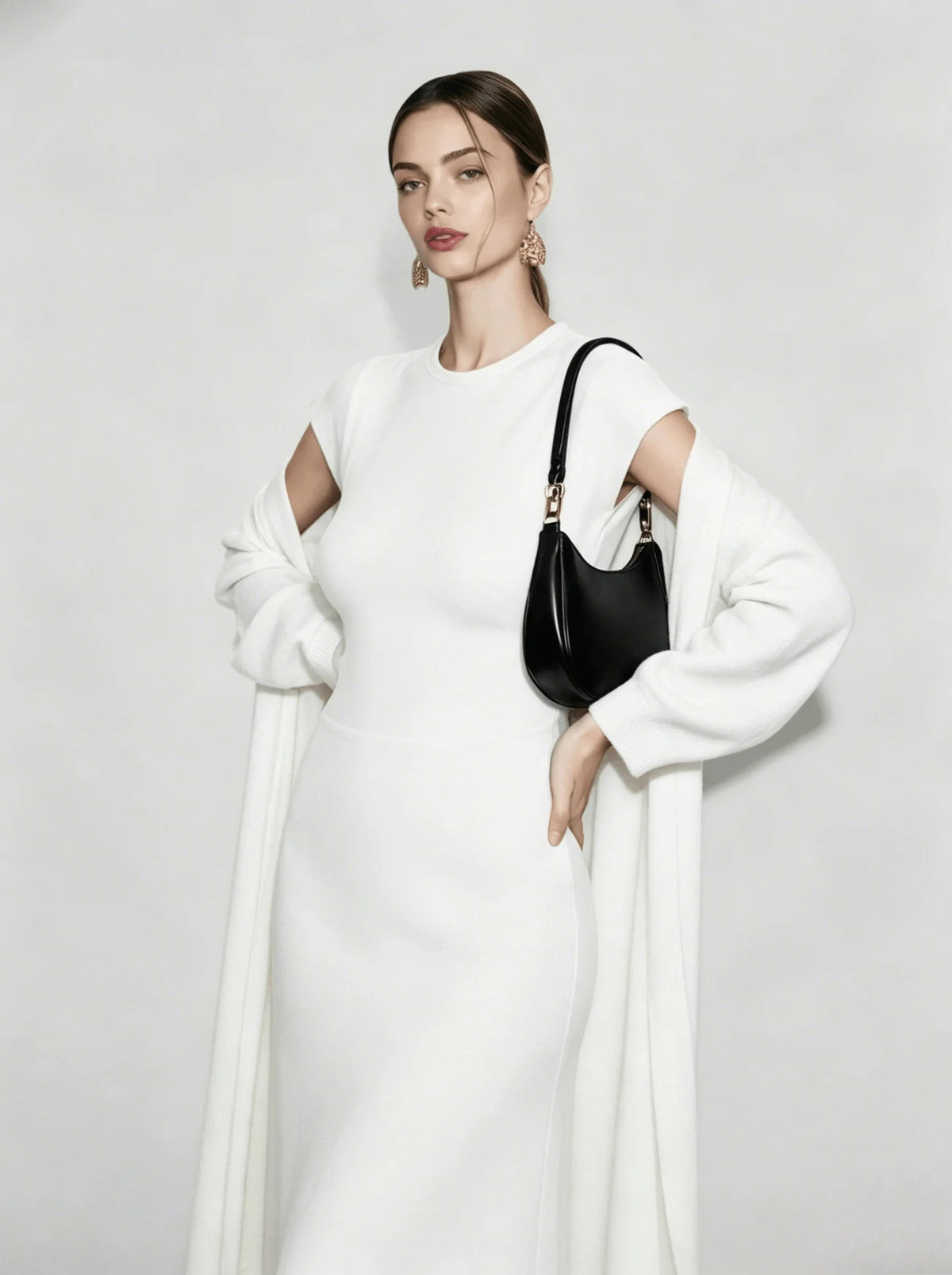 Crew Neck Knit Dress and Longline Cardigan Two Piece Set 3
