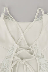 Satin Lace Trim Backless Tie Mini Dress
