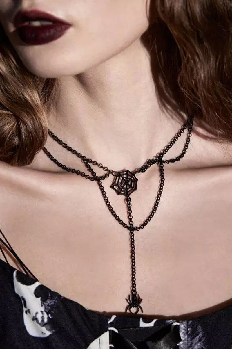 Halloween Spider Web Hollow Out Pendant Necklace
