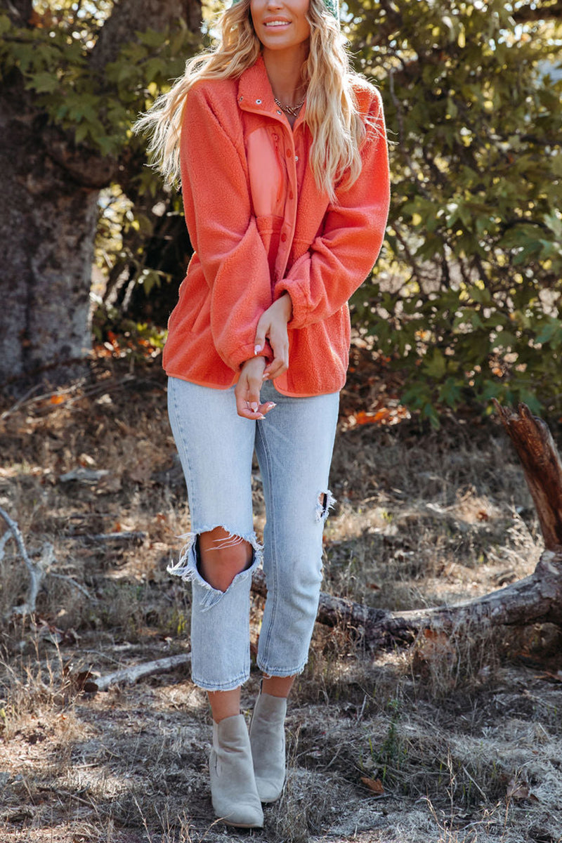 Button Pockets Fleece Jacket