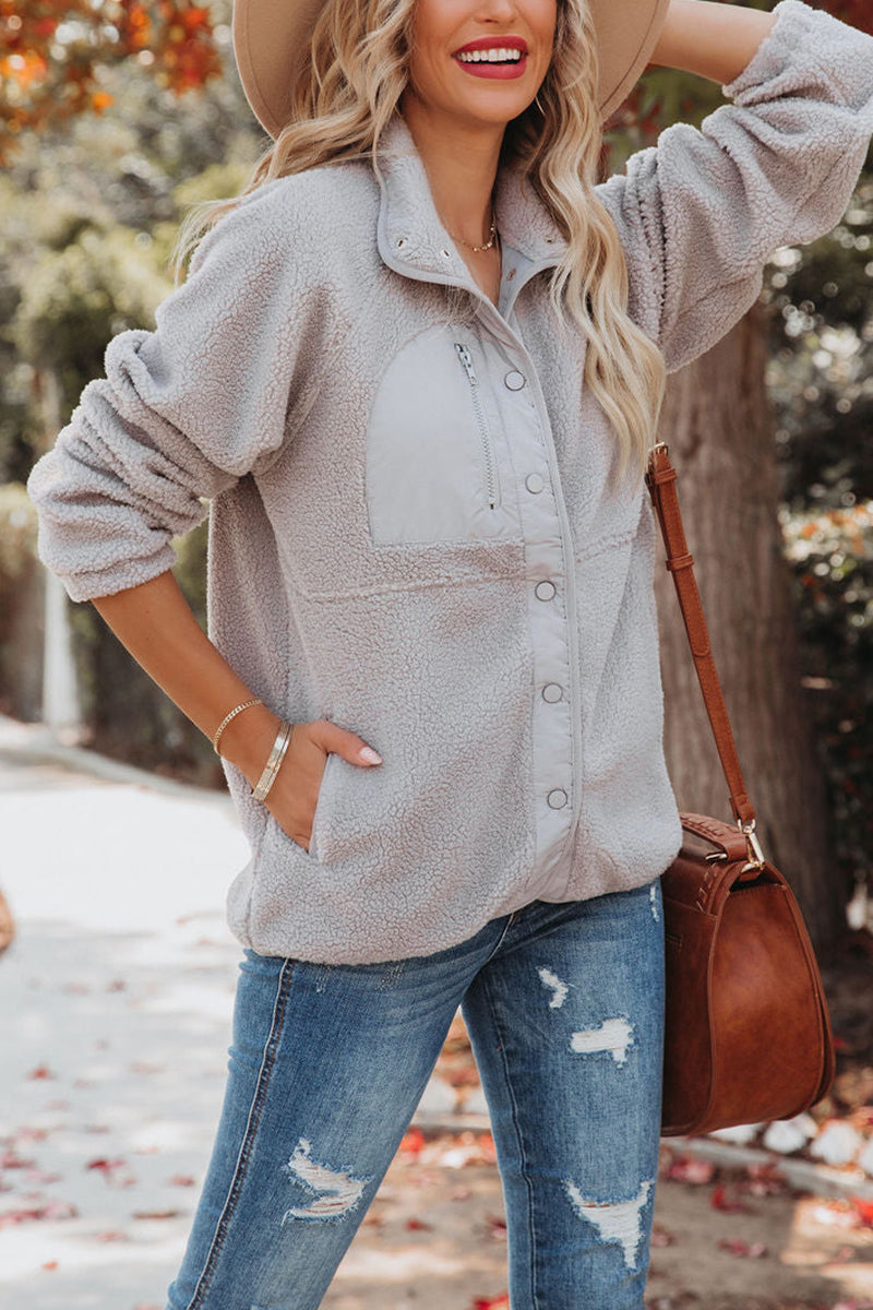 Button Pockets Fleece Jacket