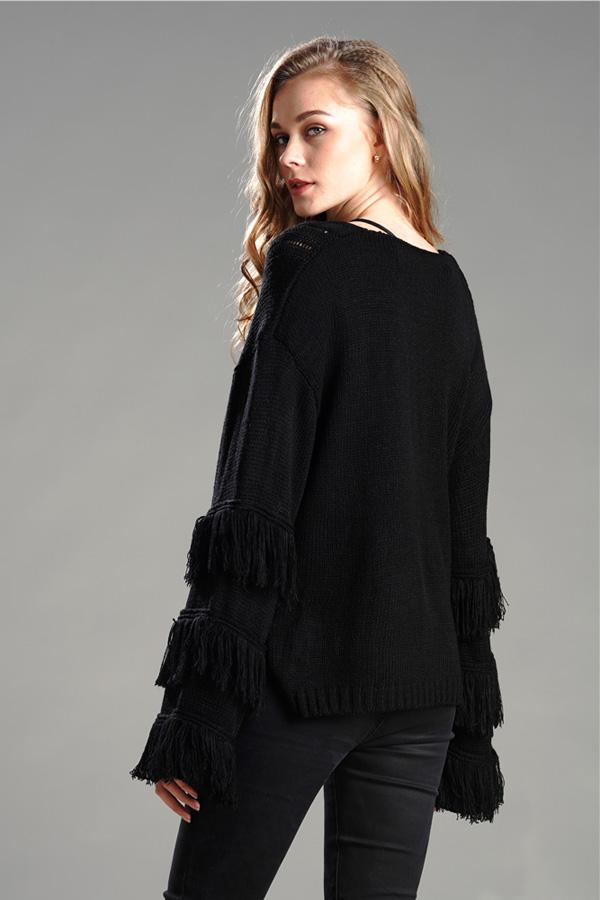 Cable Knit Tassel Fluffy Sweater