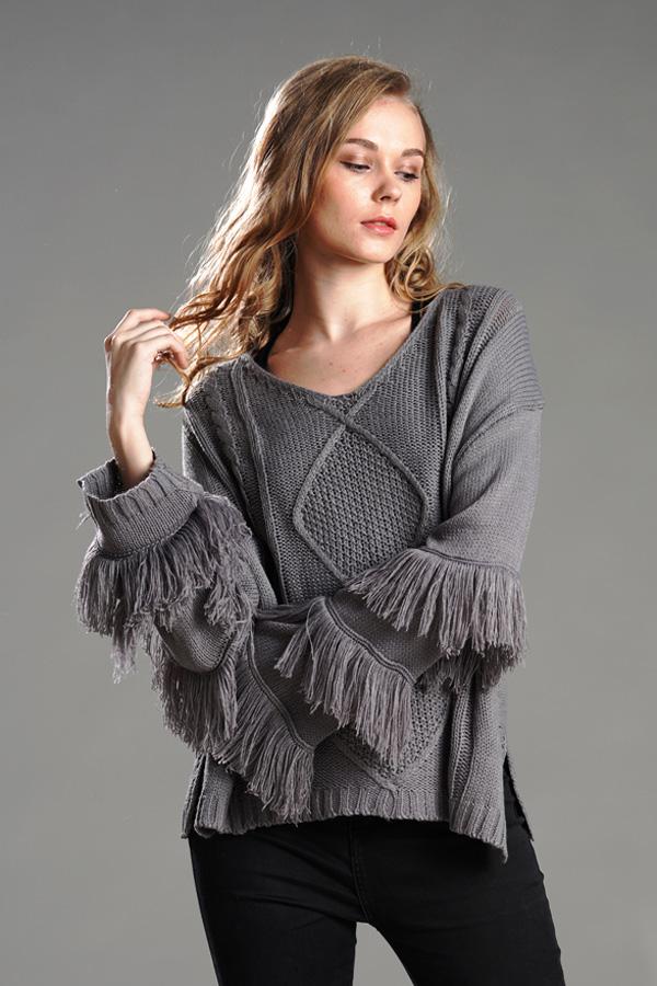 Cable Knit Tassel Fluffy Sweater