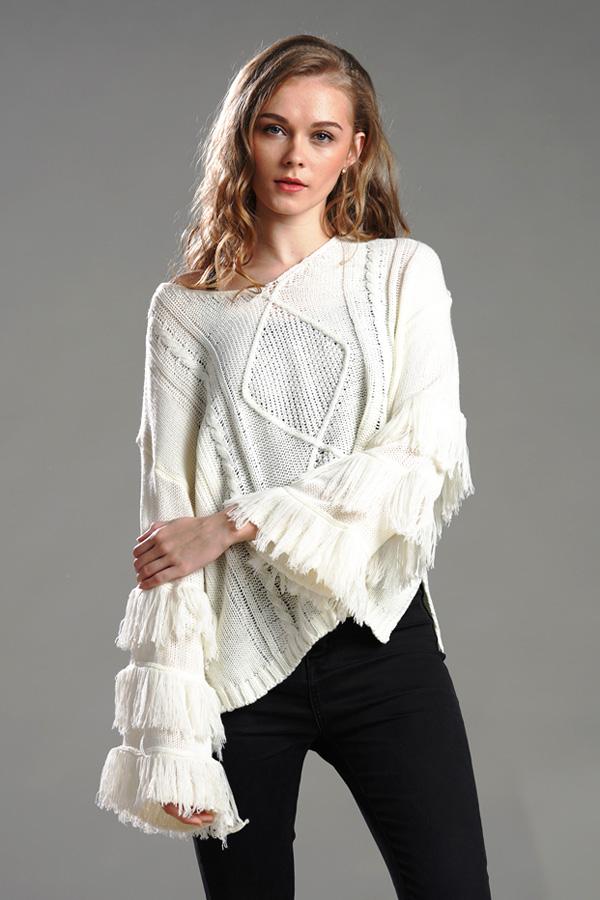 Cable Knit Tassel Fluffy Sweater