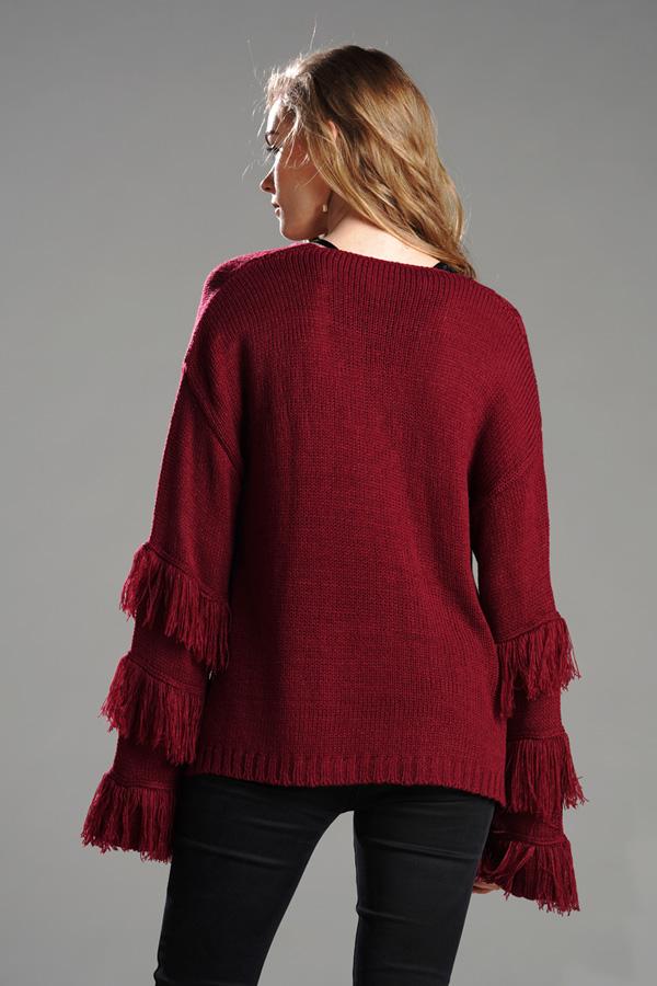 Cable Knit Tassel Fluffy Sweater