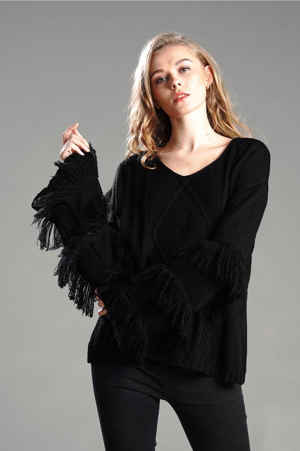 Cable Knit Tassel Fluffy Sweater