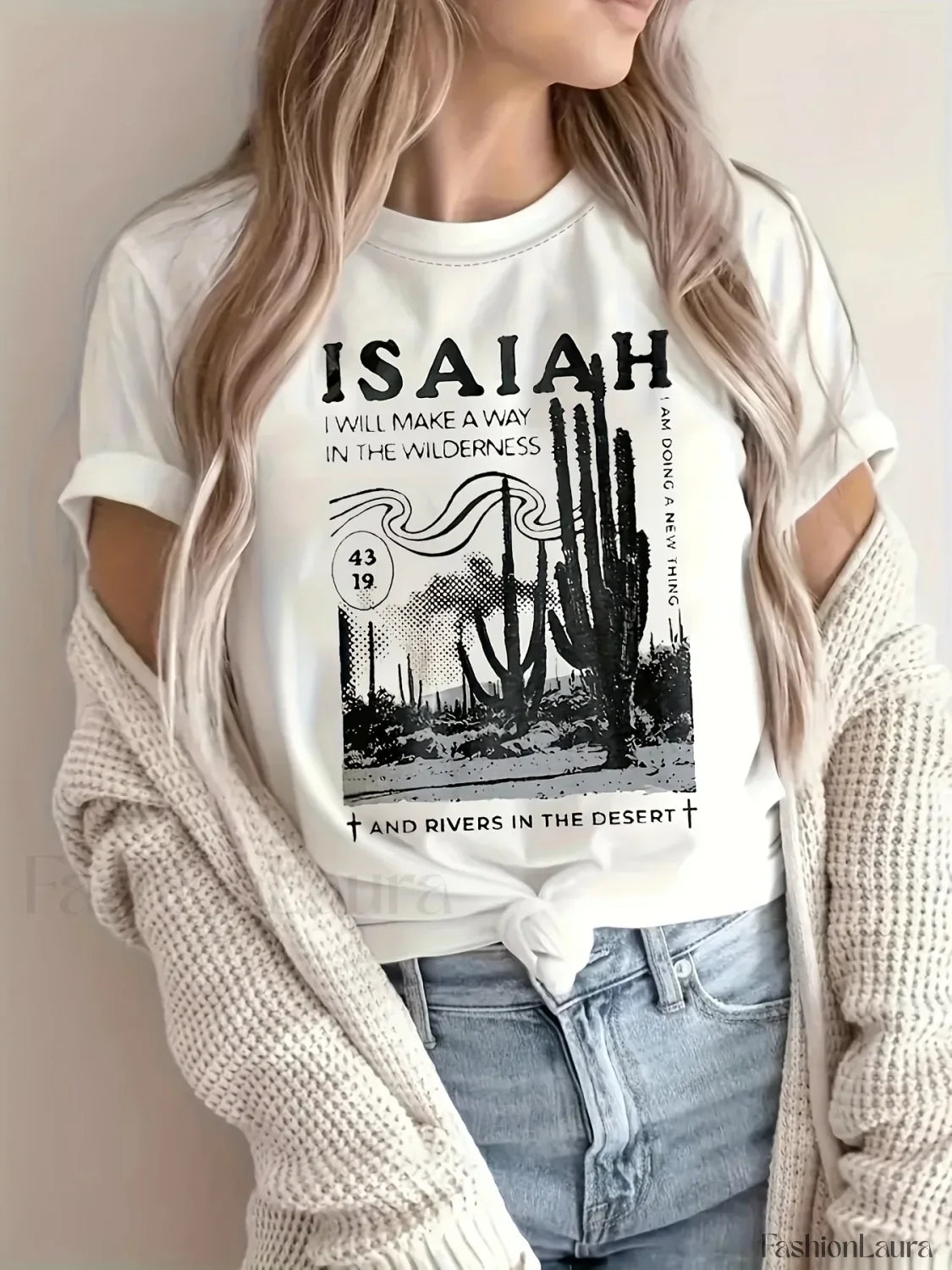 Cactus Print Casual Crew Neck T-Shirt