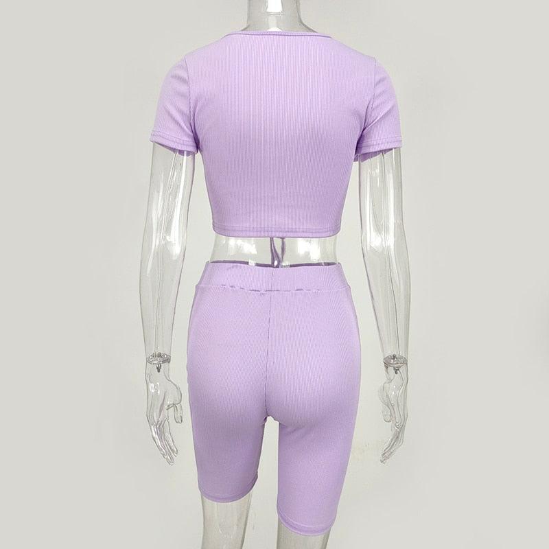 Cady Lace Front Crop Top & High Waist Short Set