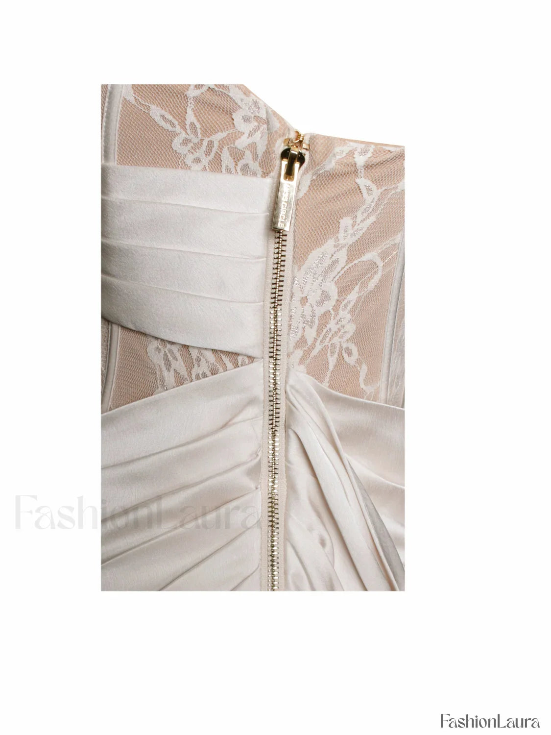 Callie Pearl White Lace Graceful Satin Corset High Slit Gown