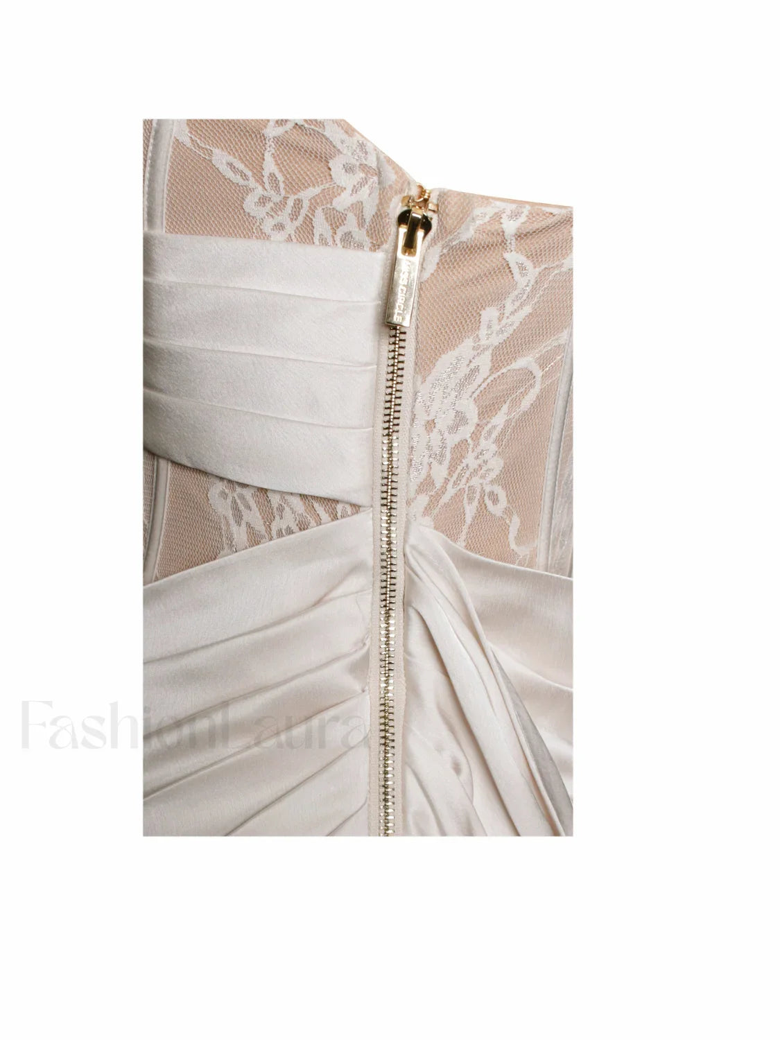 Callie Pearl White Lace Graceful Satin Corset High Slit Gown