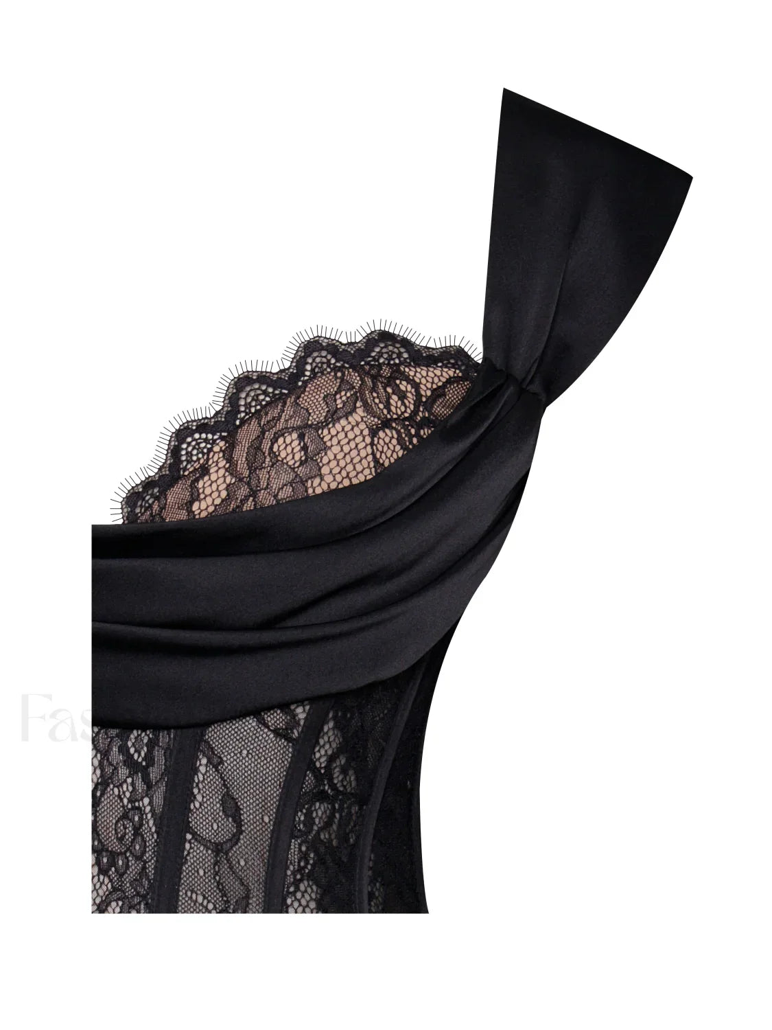 Callista Black Satin Charming Lace Corset Maxi Dress