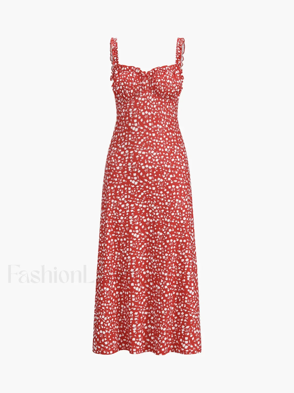 Cami Floral Bohemian Vacation Midi Dress Red / XS Dresses