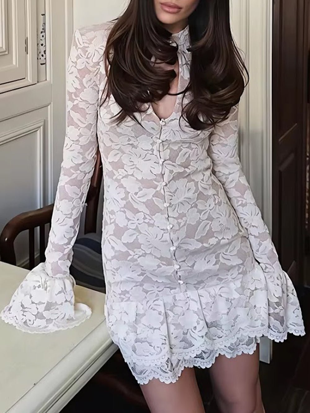 Camille Lace Keyhole Mini Dress