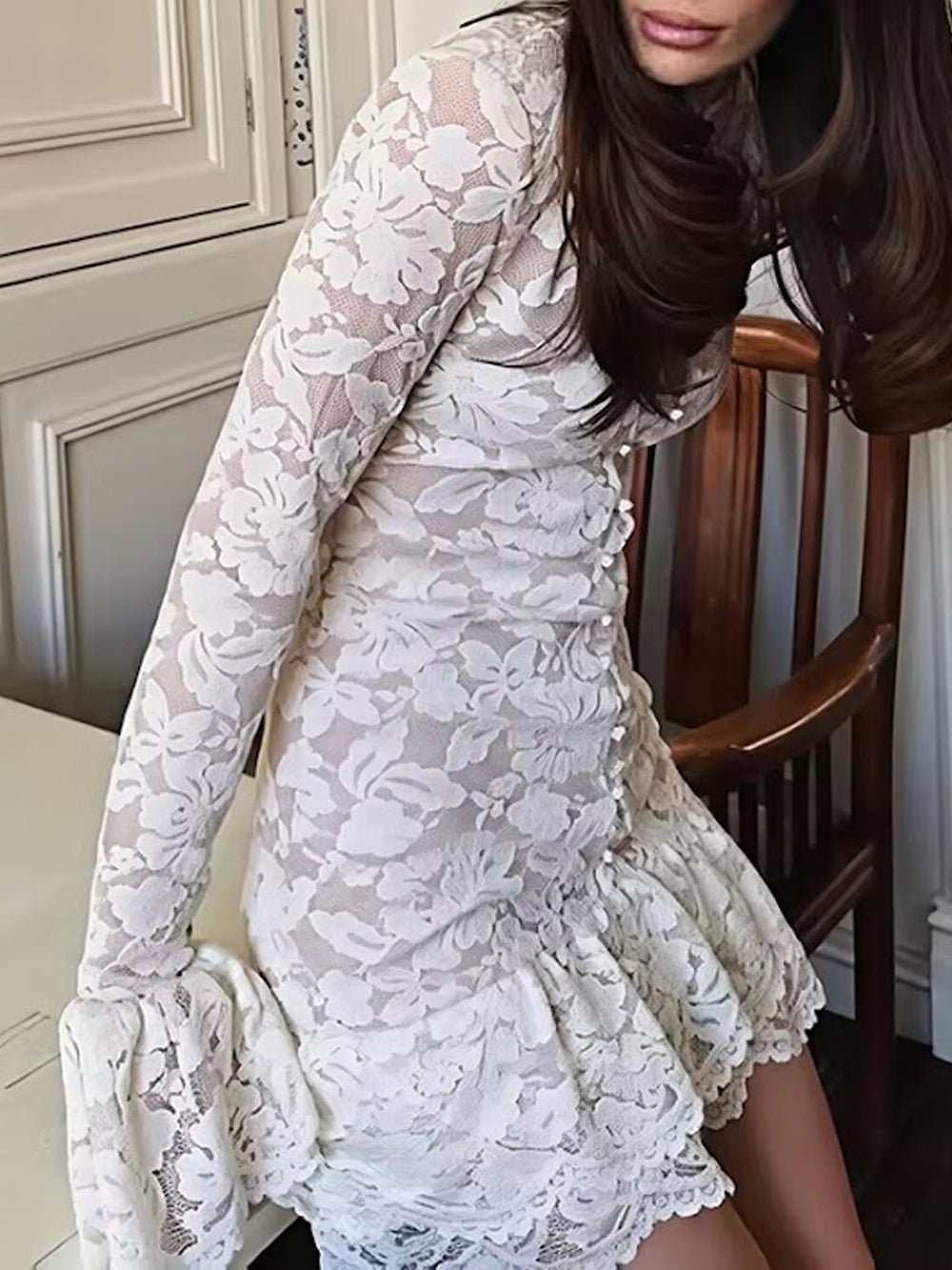 Camille Lace Keyhole Mini Dress