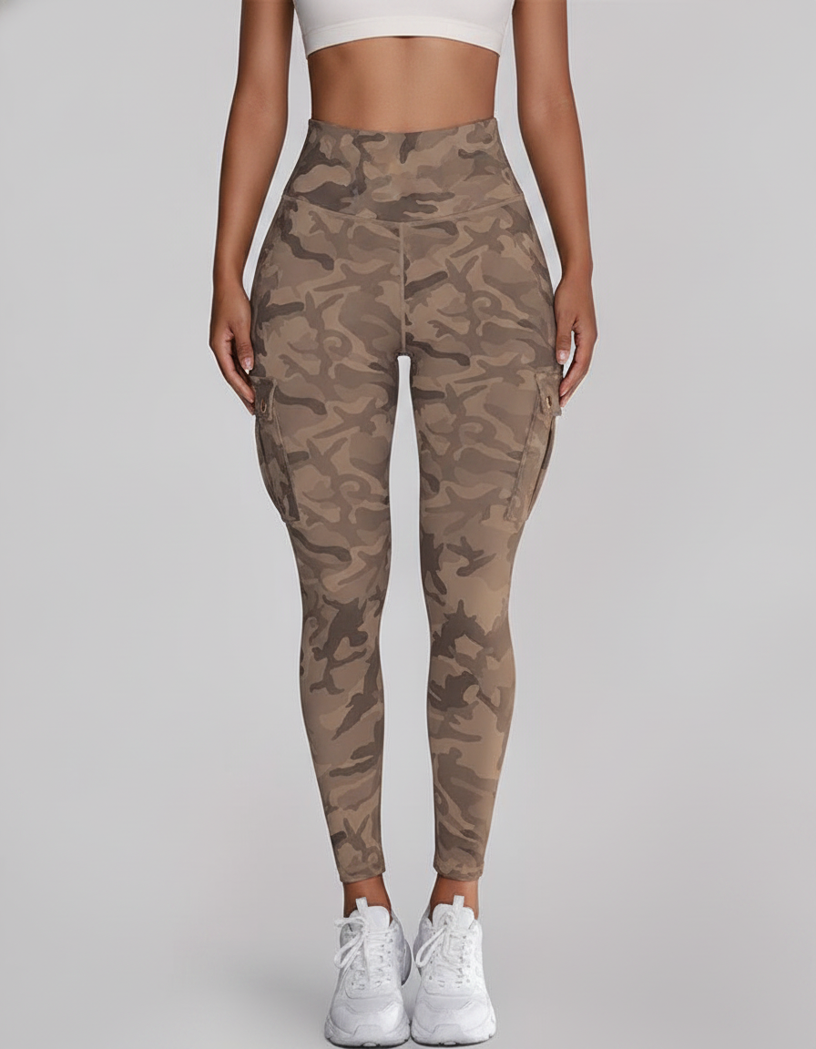 Camouflage Leggings High Waist With Pockets Premium Stretch Fabric Polyamide Elastane