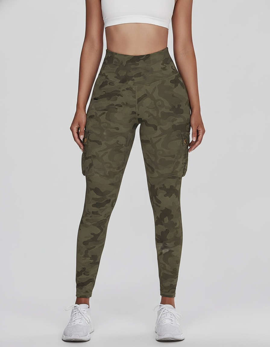 Camouflage Leggings High Waist With Pockets Premium Stretch Fabric Polyamide Elastane