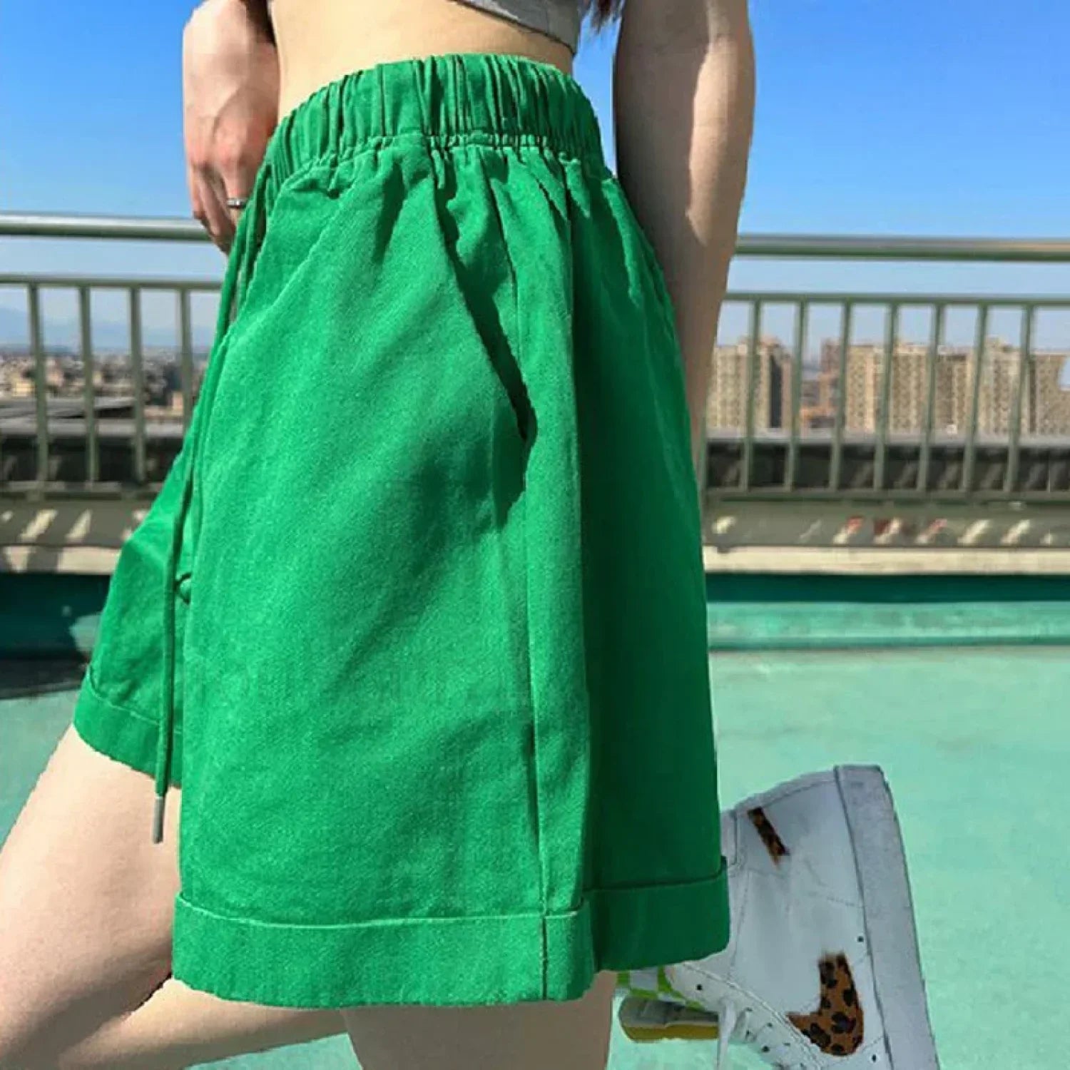 Candy Colors Wide Leg Elastic Waist Short