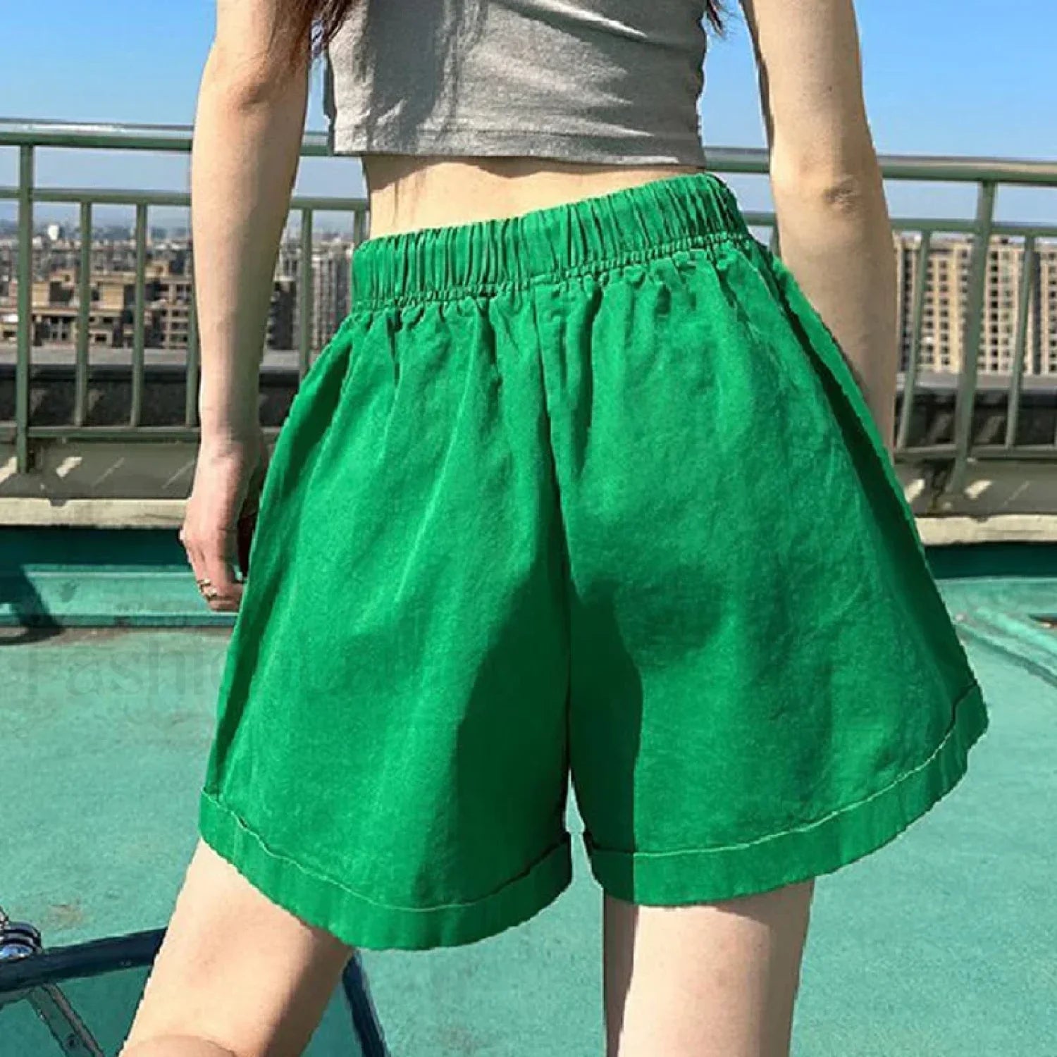 Candy Colors Wide Leg Elastic Waist Short