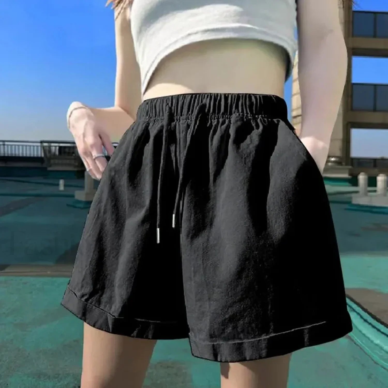 Candy Colors Wide Leg Elastic Waist Short