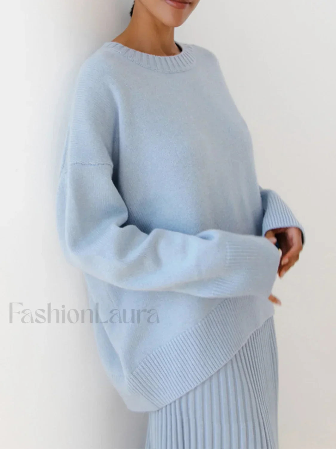 Candyfloss Oversized Graceful Pullover Sweater LightBlue / S Sweaters L
