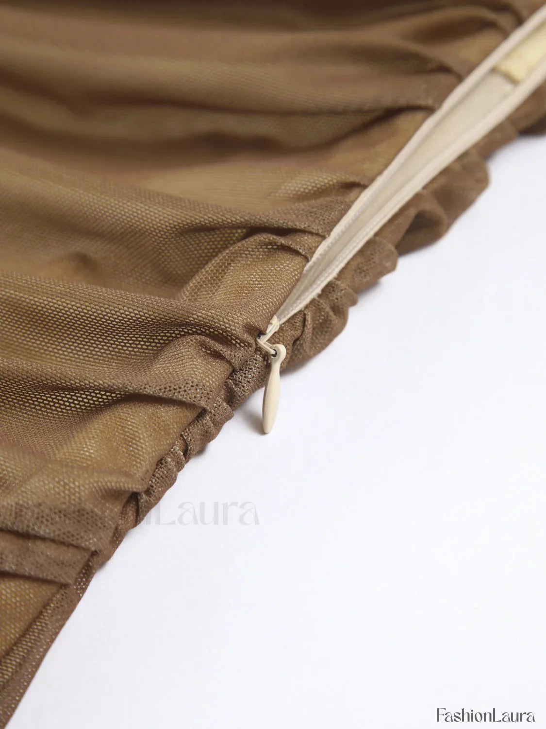 Cappuccino Ombre Mesh Zippered Long Dress