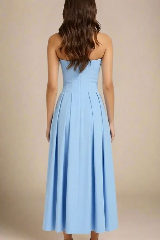 Capri Strapless Midi Dress - Sky Blue