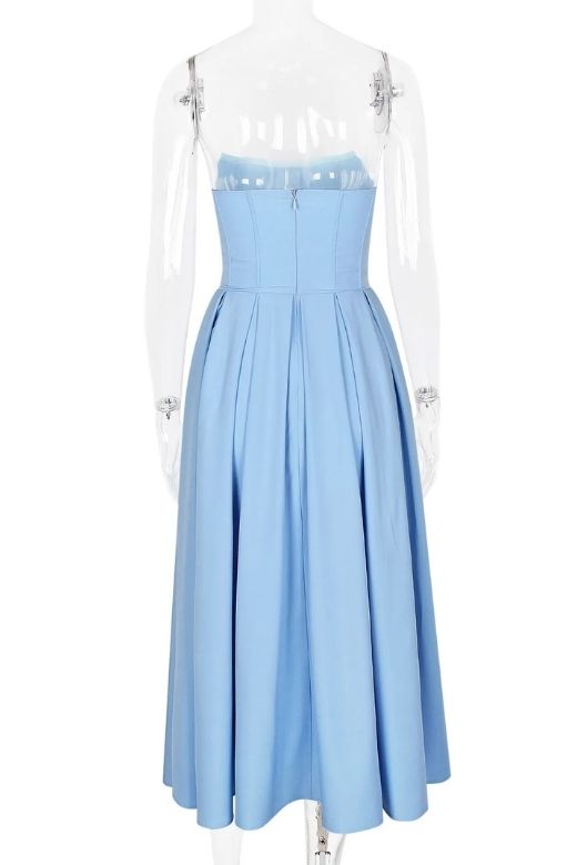 Capri Strapless Midi Dress - Sky Blue