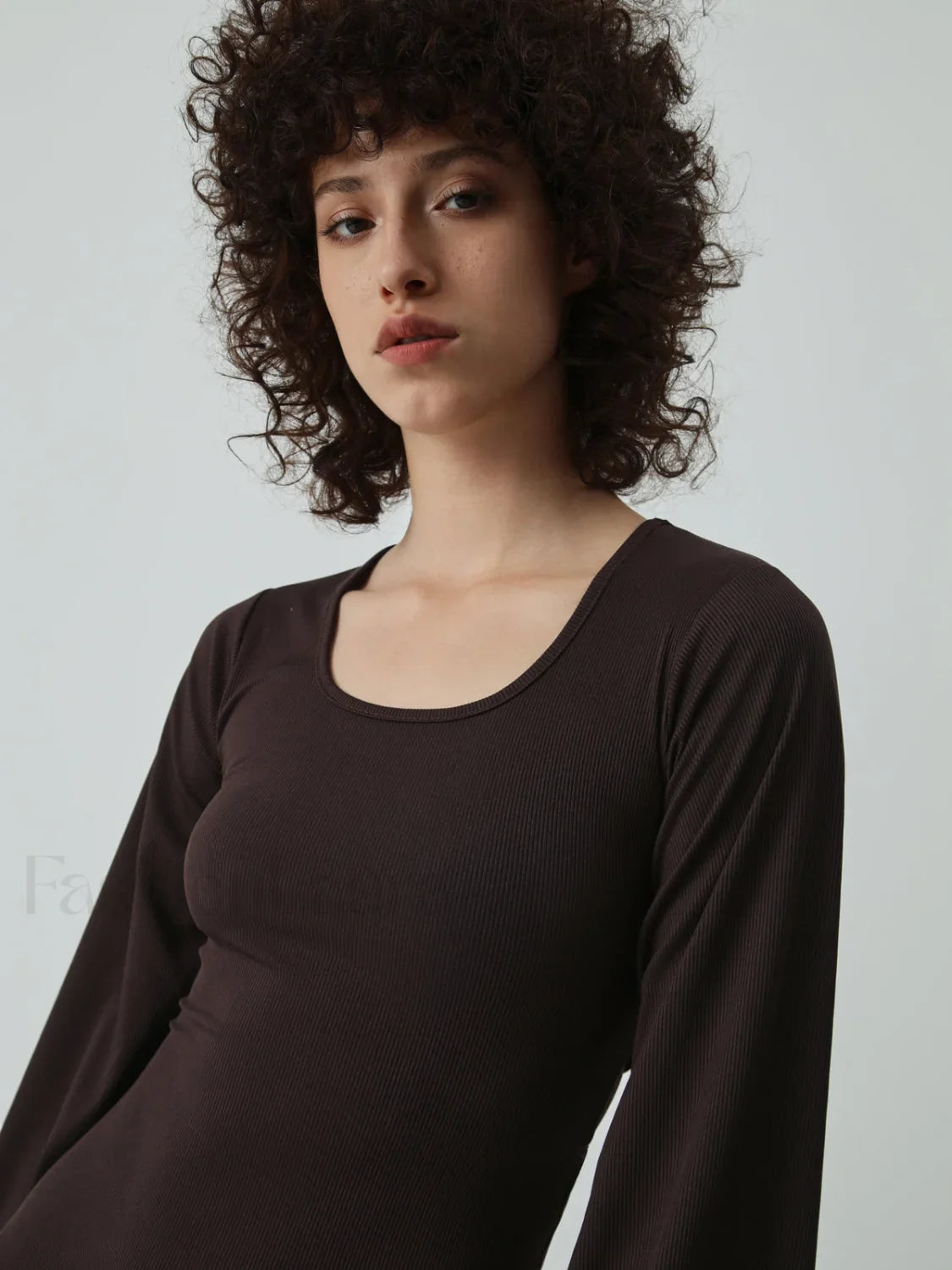 Caramel Flare Long Trendy Sleeve Knit Long Dress