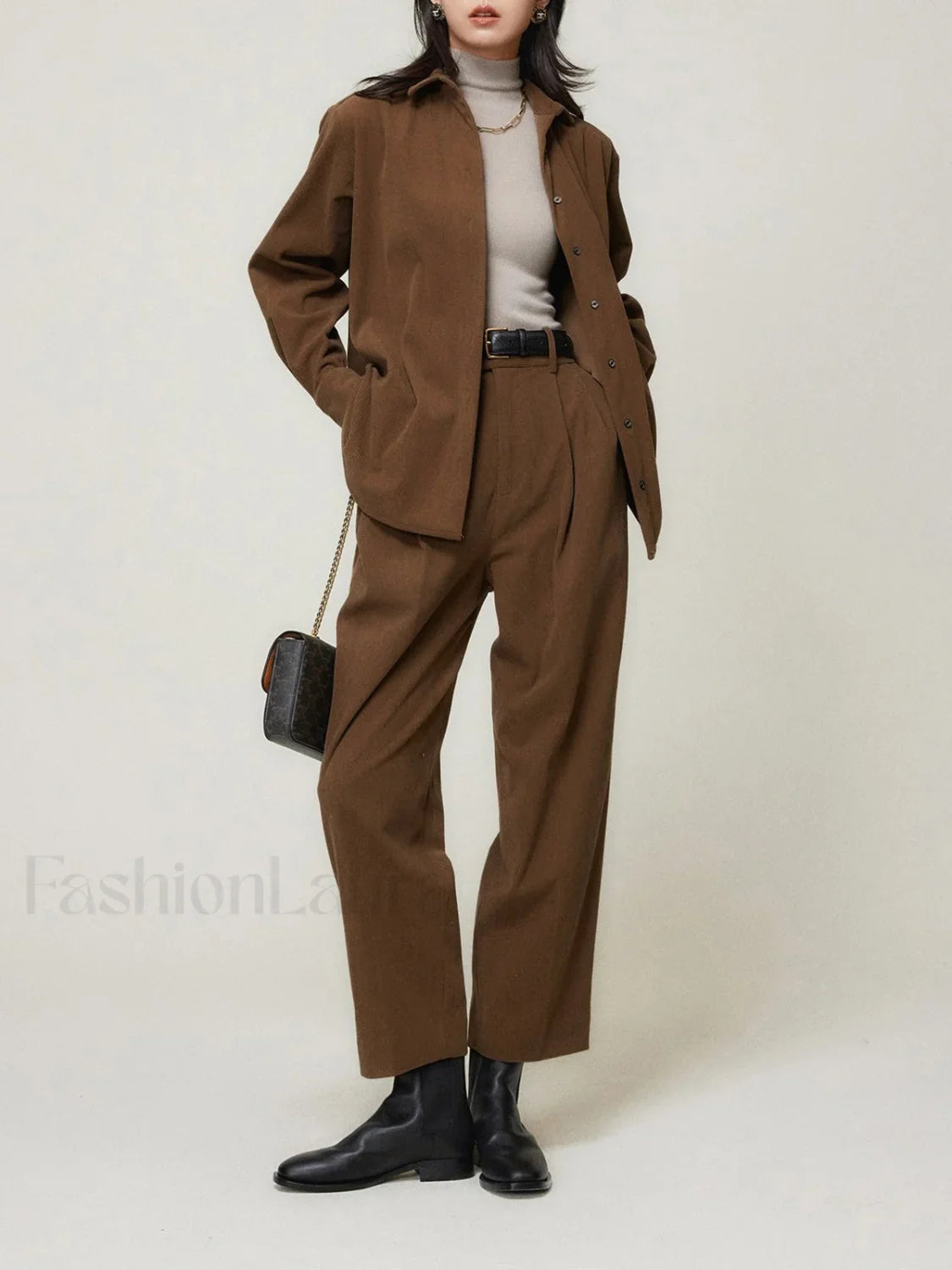 Caramel Smart Cropped Trendy Straight Leg Pants