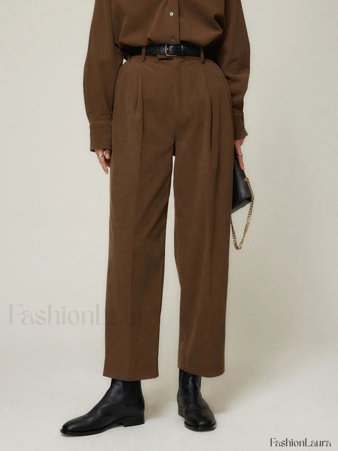Caramel Smart Cropped Trendy Straight Leg Pants