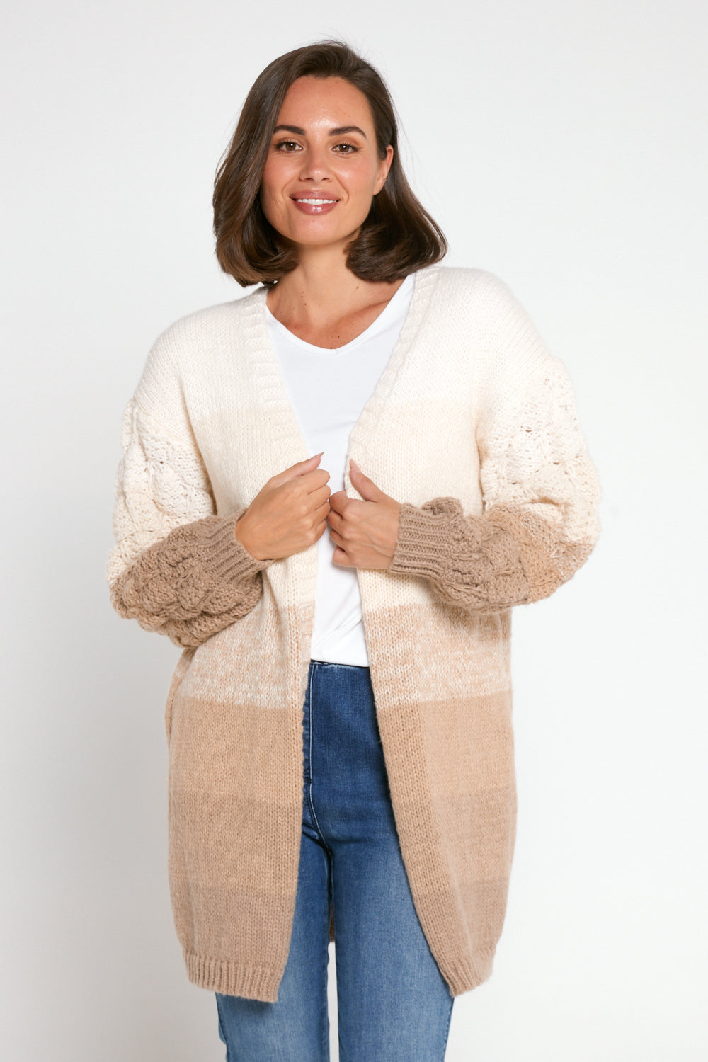Benita Knit Cardi - Latte Ombre