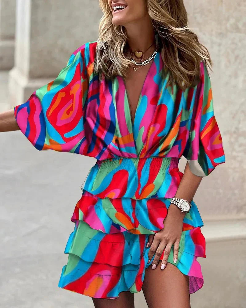 Isis Elegant Mini Dress with a Stylish Print Design for Women