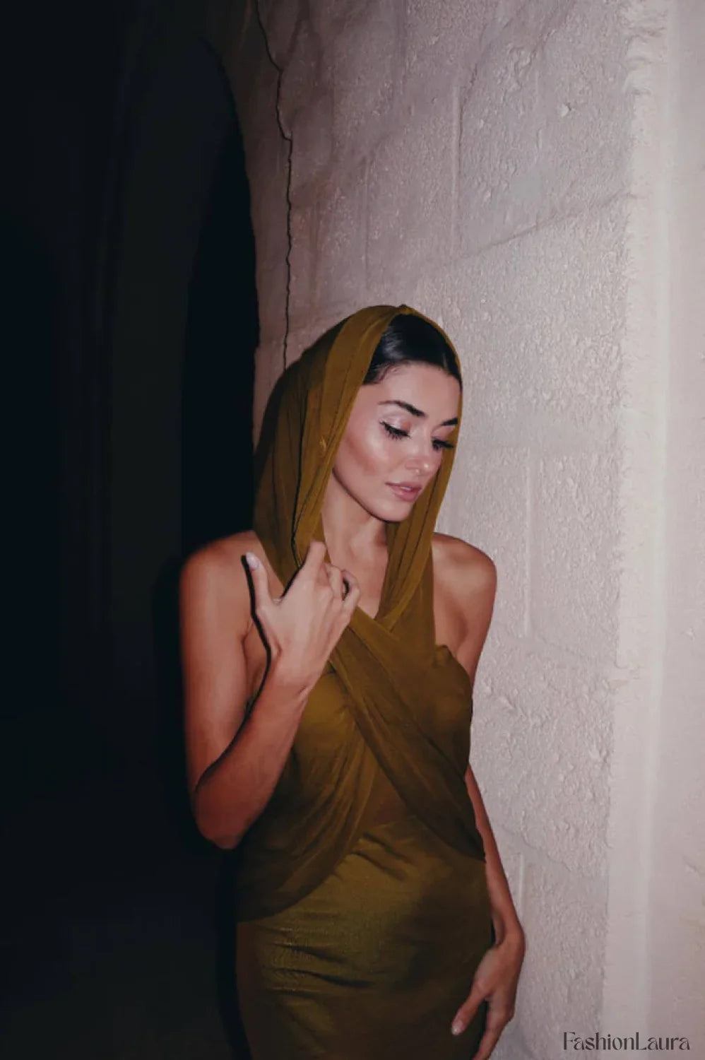 Carleigh Ruche Maxi Charming Dress With Headscarf