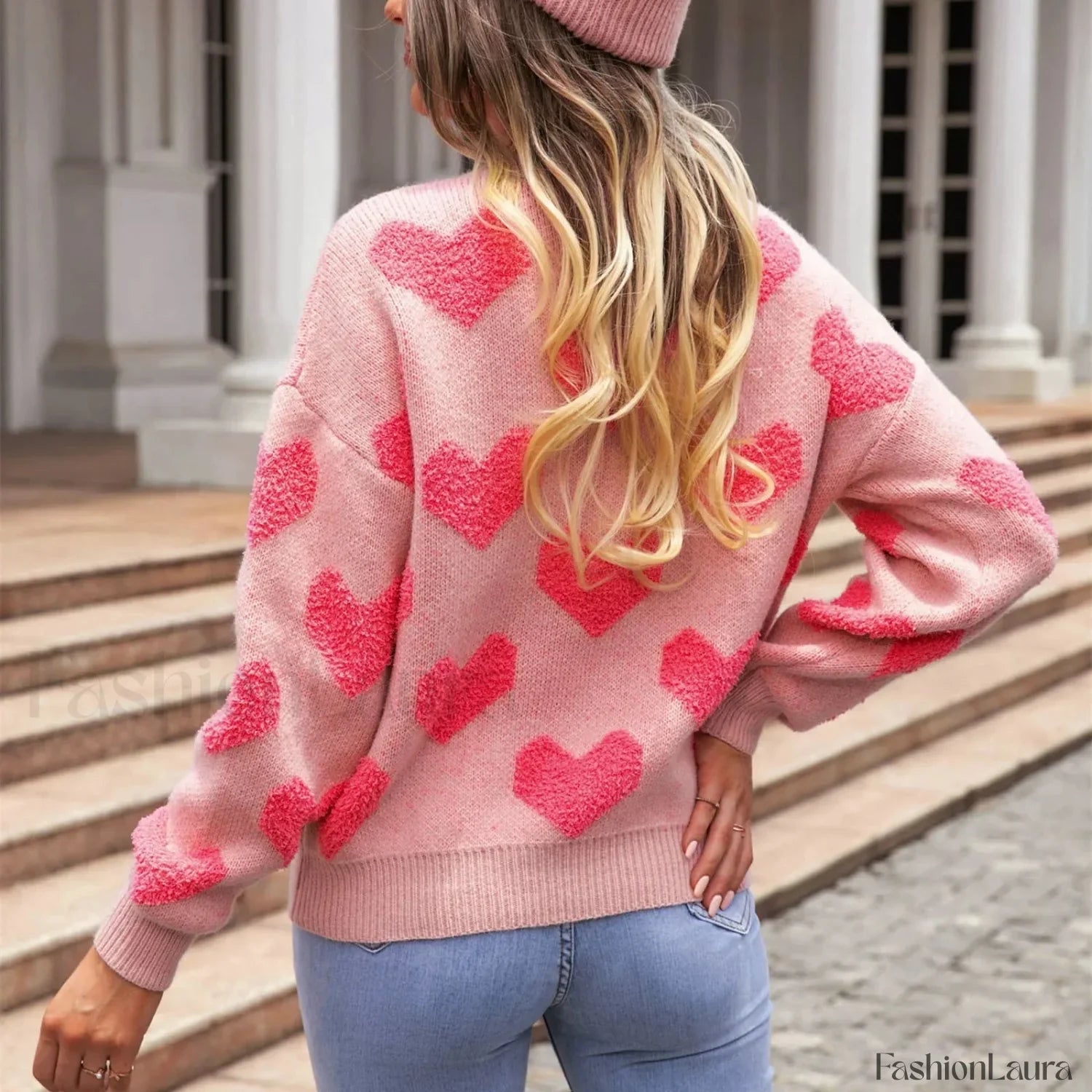 Cartoon Reindeer Print Christmas Sweater - Warm Long Sleeves