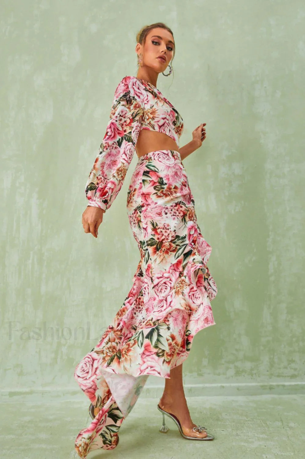Cassidy One Shoulder Charming Floral Maxi Dress