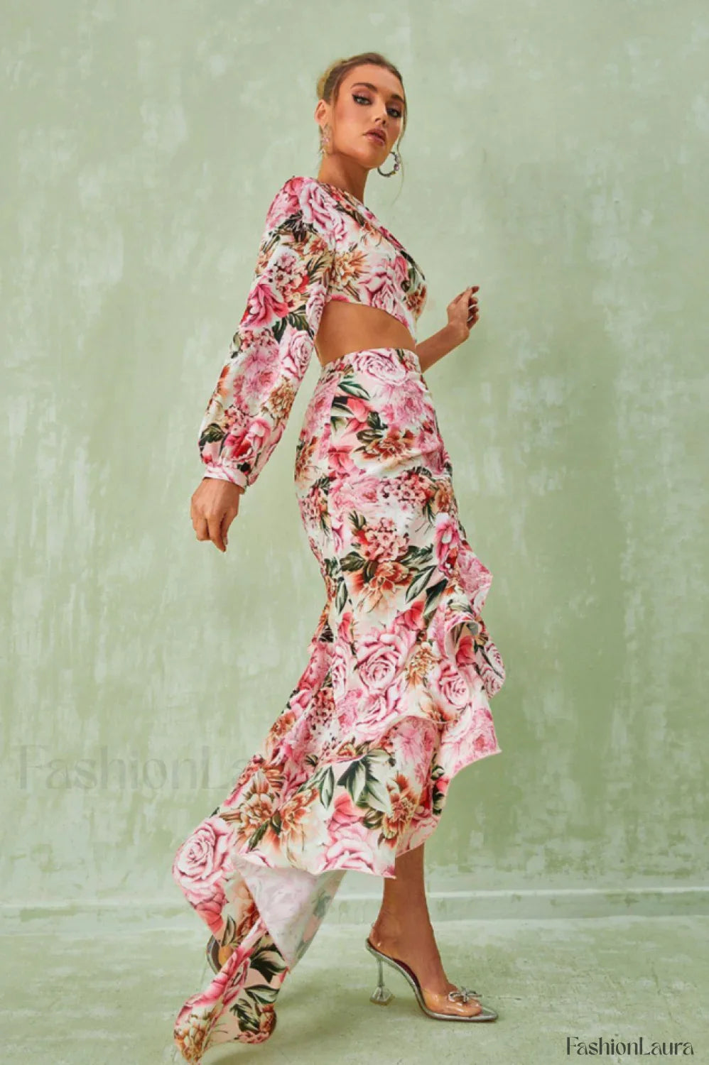 Cassidy One Shoulder Charming Floral Maxi Dress
